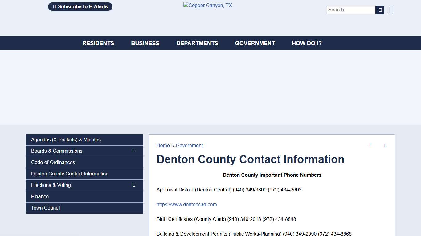 Denton County Contact Information Copper Canyon, TX